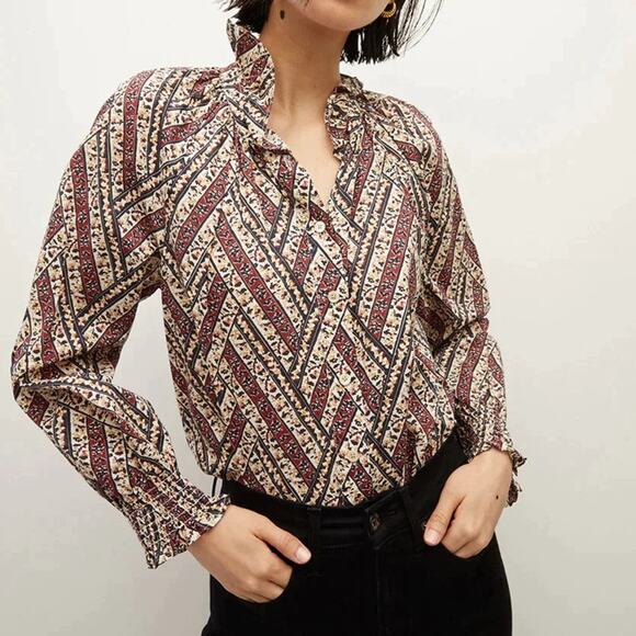 Veronica Beard Calisto Ruffled Collar Button Down Shirt Size XS - Picture 1 of 4